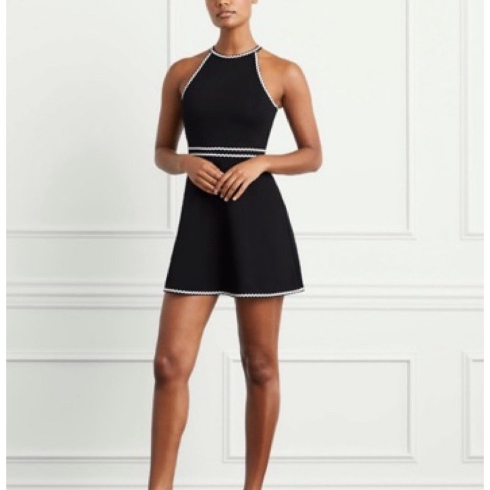 Hill House Home The Billie Black Halter Neck Mini Dress Cotton Pique Size M